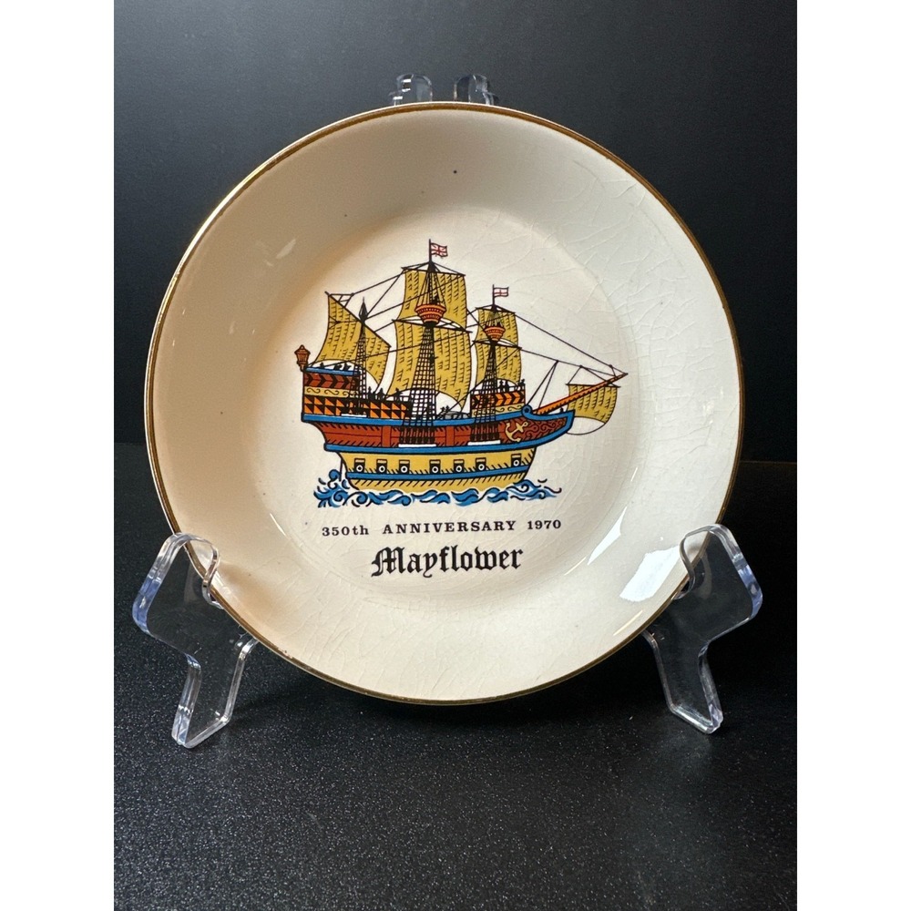 Burleigh Staffordshire‎ England Mayflower 350th Anniversary Plate 6" 1970